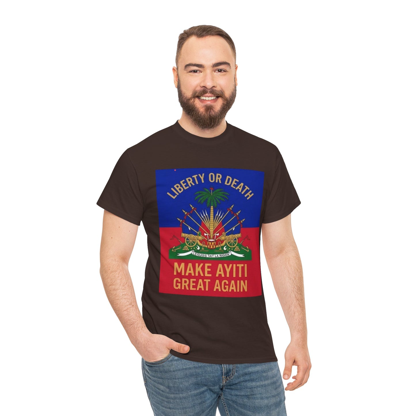 Make Ayiti Great Again T-Shirt | Haitian Flag Coat of Arms, Liberty or Death