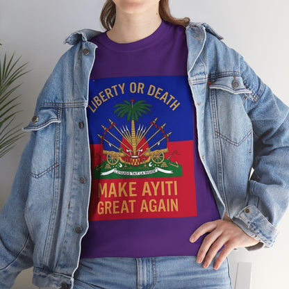 Make Ayiti Great Again T-Shirt | Haitian Flag Coat of Arms, Liberty or Death