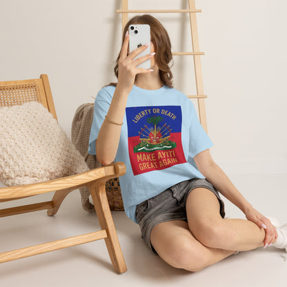 Make Ayiti Great Again T-Shirt | Haitian Flag Coat of Arms, Liberty or Death