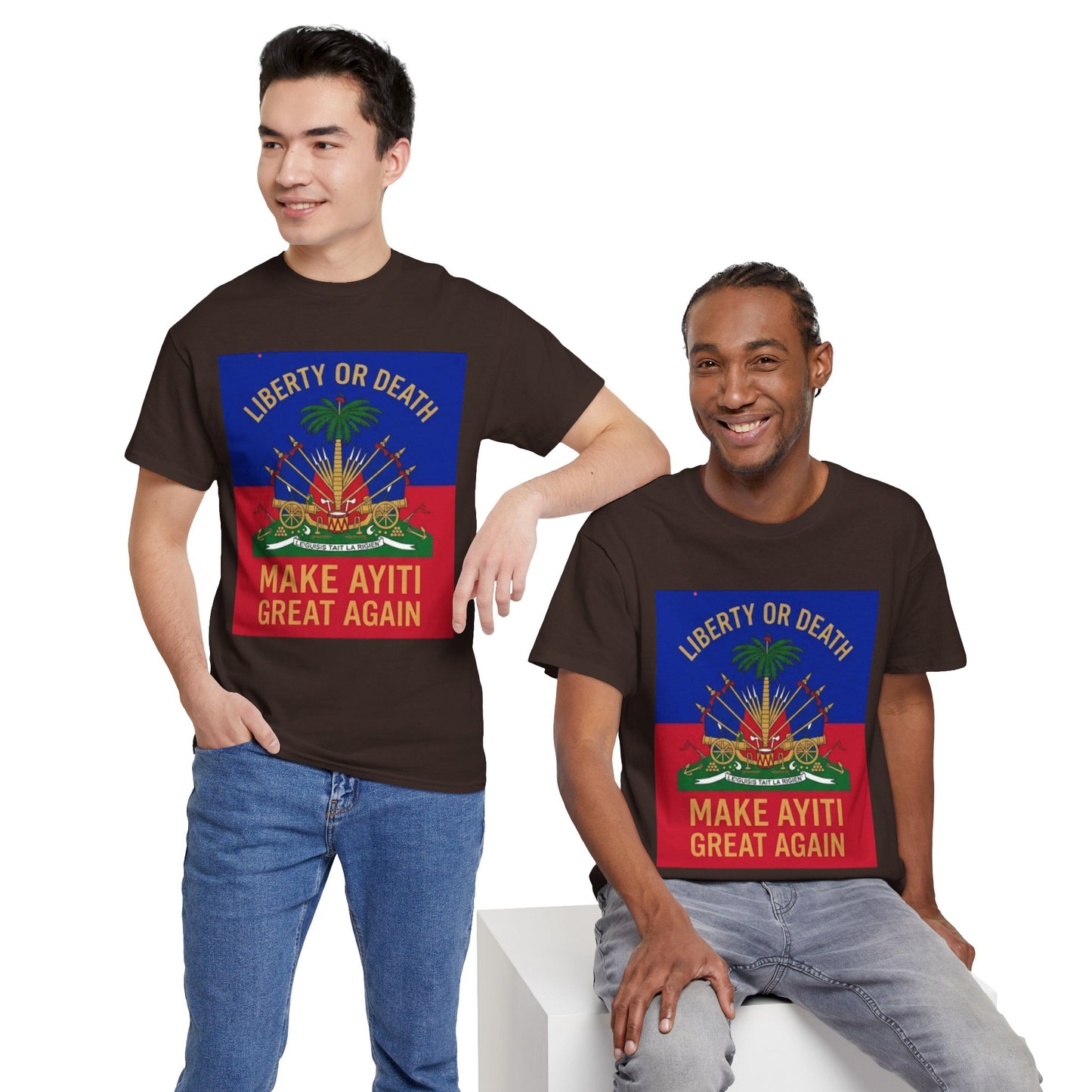 Make Ayiti Great Again T-Shirt | Haitian Flag Coat of Arms, Liberty or Death