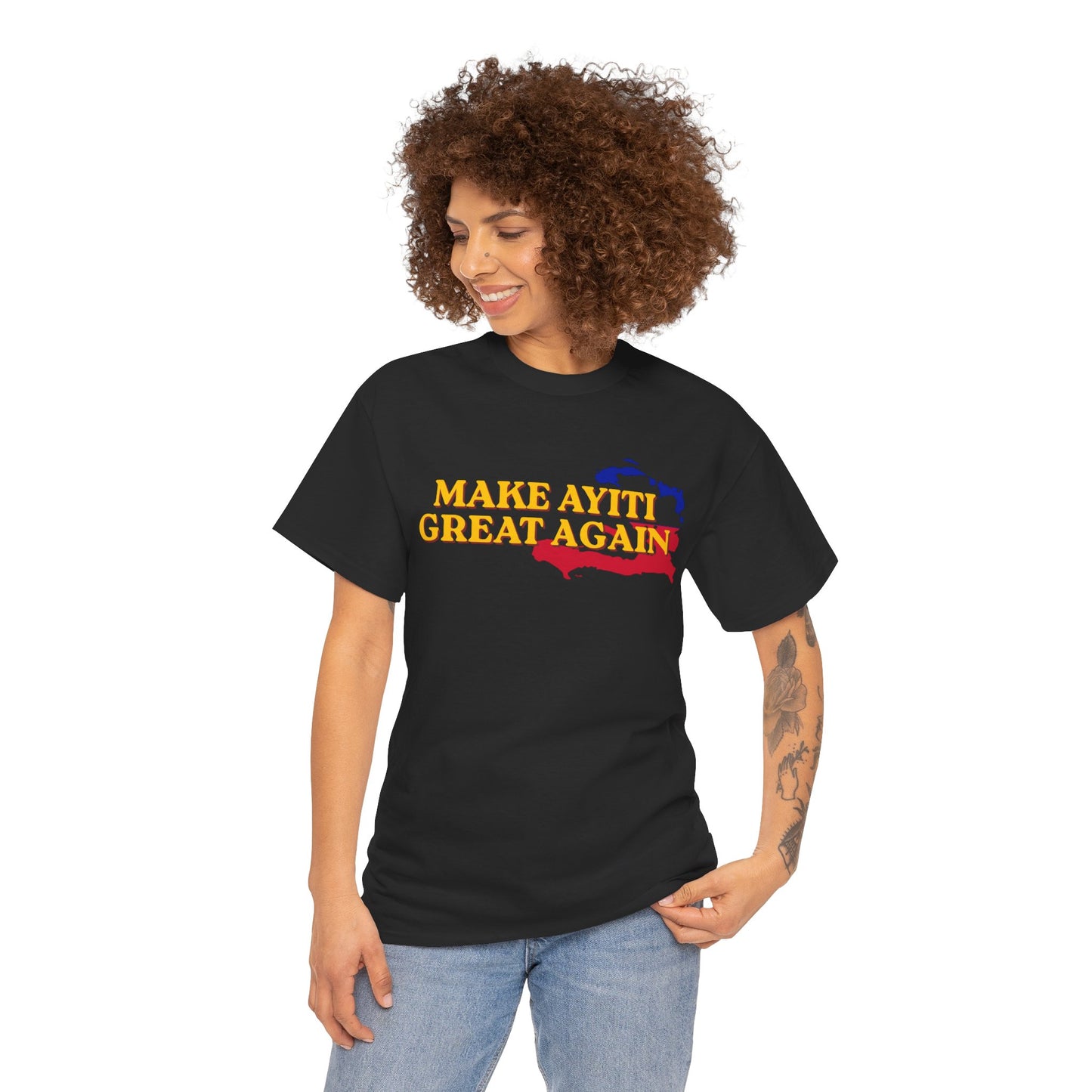 Make Ayiti Great Again T-Shirt | Haiti Flag Map Tee