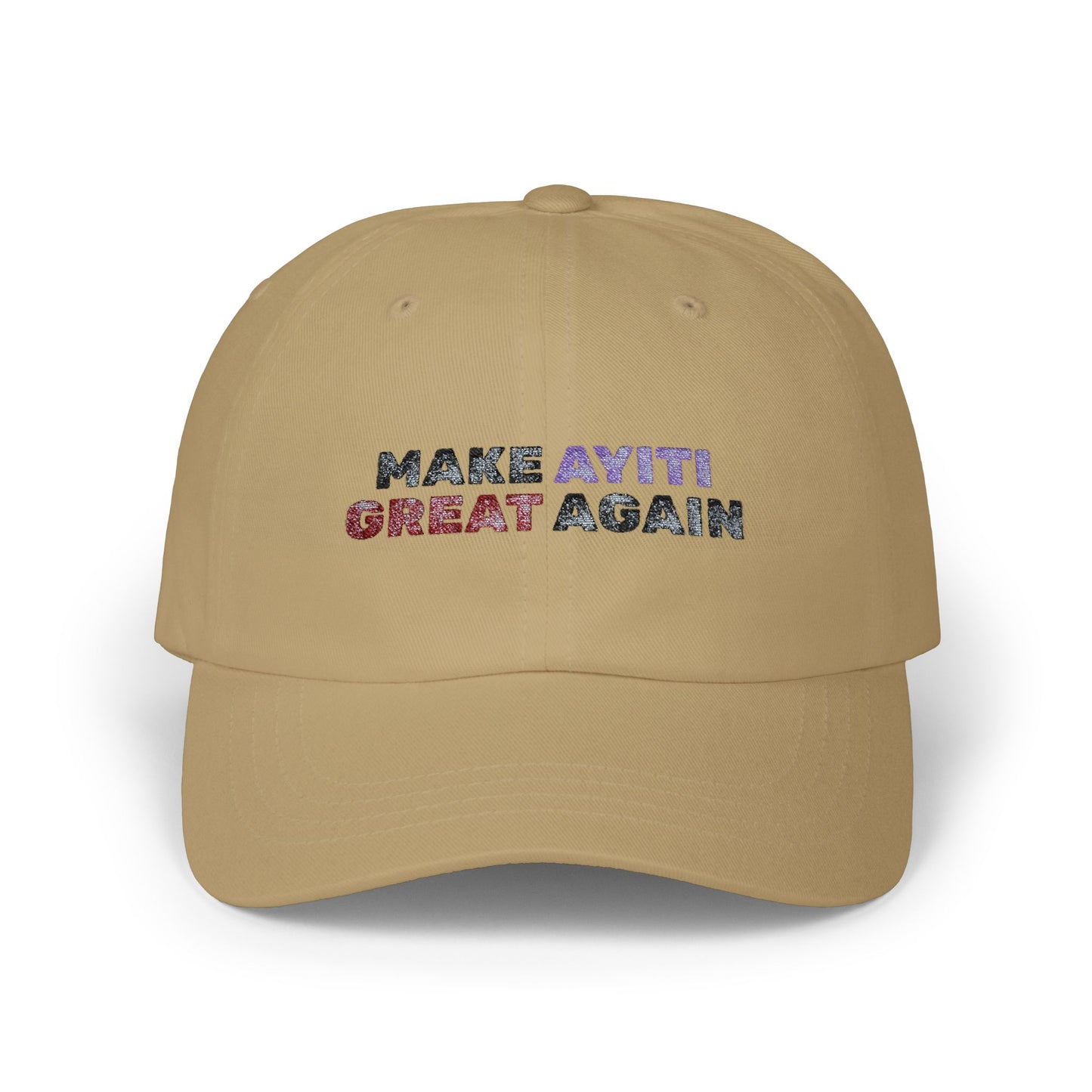 Make Ayiti Great Again Dad Cap | Haitian Flag Text Embroidered Hat