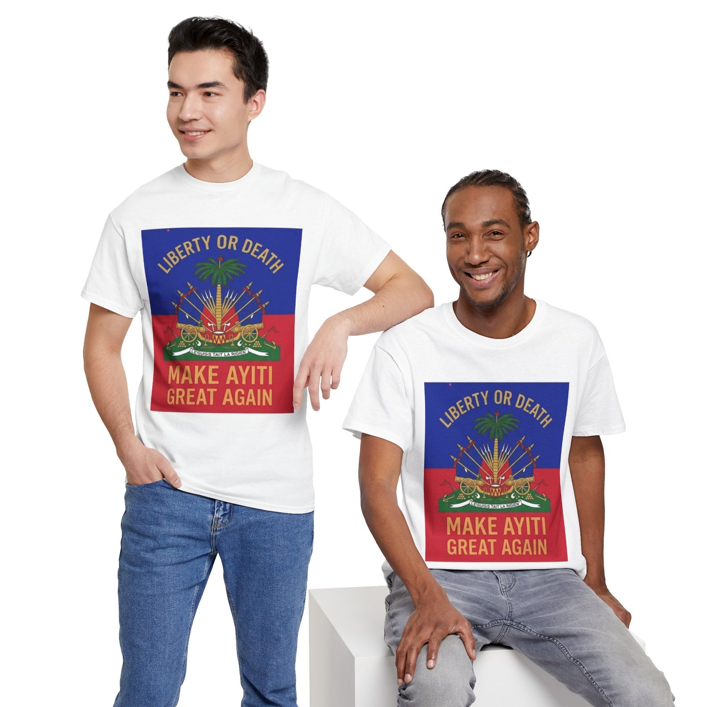Make Ayiti Great Again T-Shirt | Haitian Flag Coat of Arms, Liberty or Death