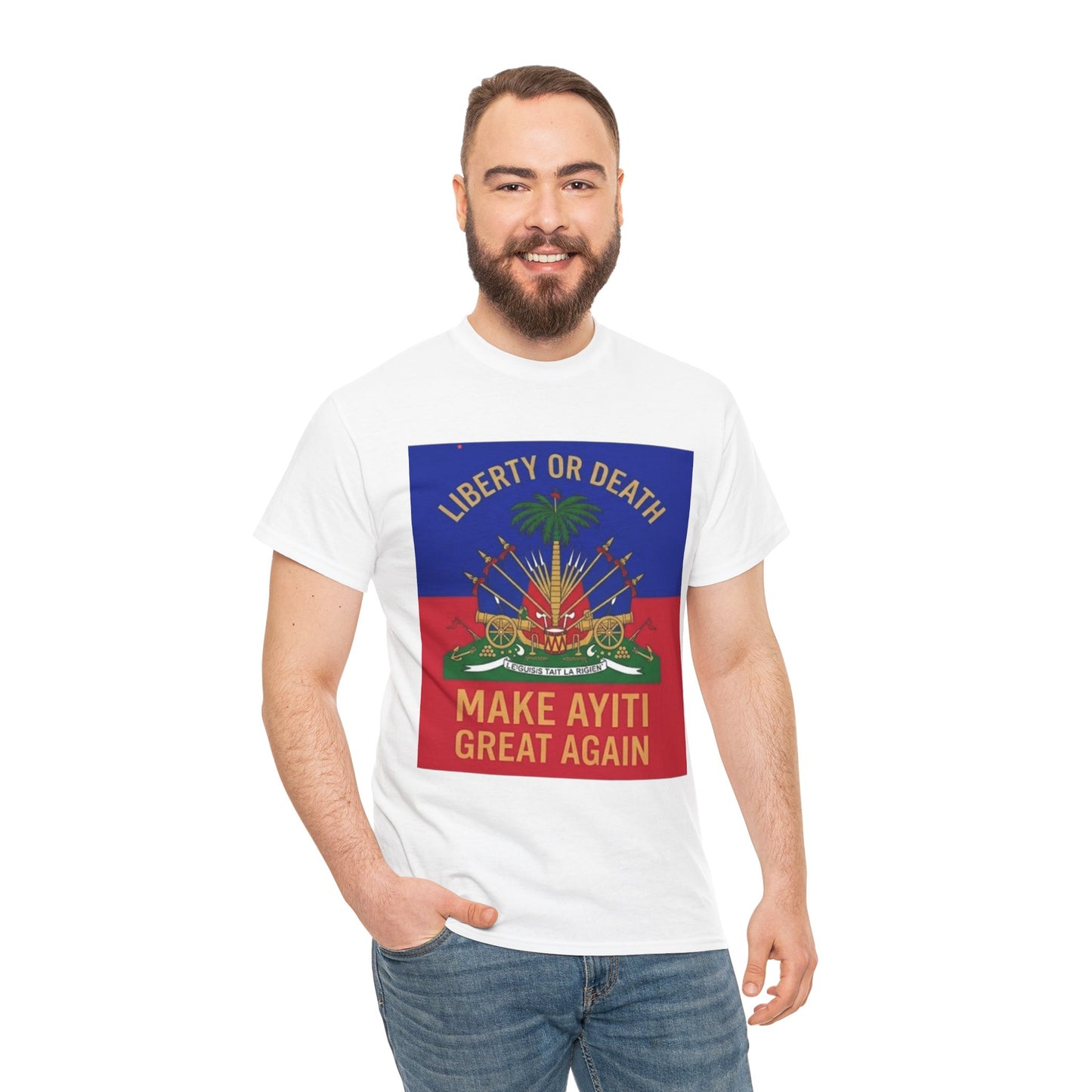 Make Ayiti Great Again T-Shirt | Haitian Flag Coat of Arms, Liberty or Death