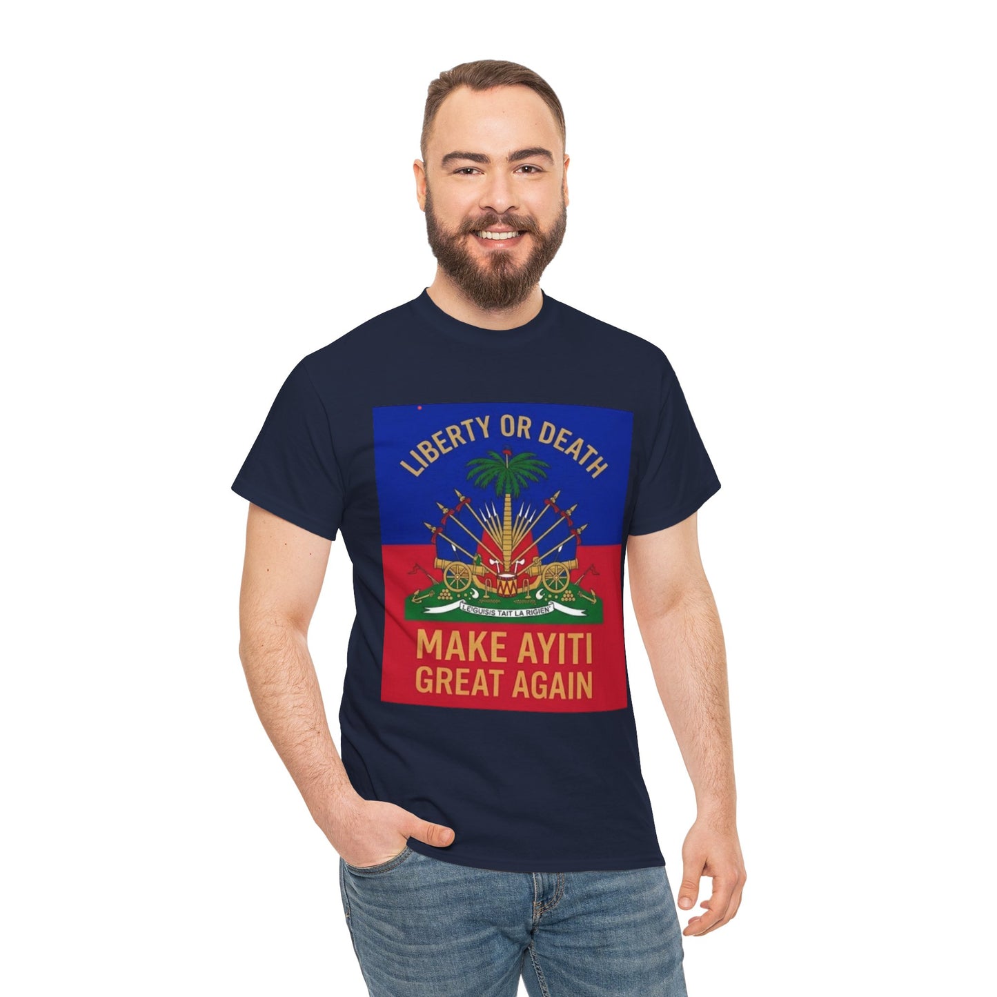 Make Ayiti Great Again T-Shirt | Haitian Flag Coat of Arms, Liberty or Death