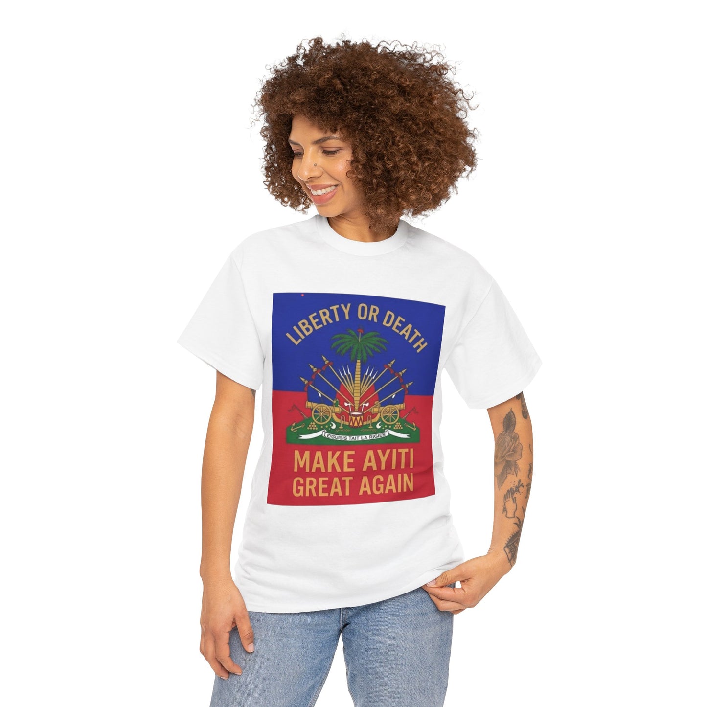 Make Ayiti Great Again T-Shirt | Haitian Flag Coat of Arms, Liberty or Death