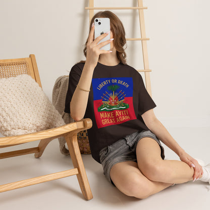 Make Ayiti Great Again T-Shirt | Haitian Flag Coat of Arms, Liberty or Death