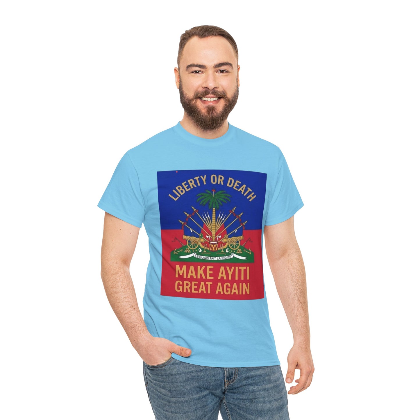 Make Ayiti Great Again T-Shirt | Haitian Flag Coat of Arms, Liberty or Death