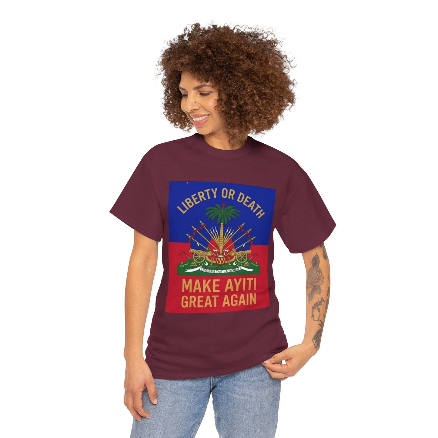 Make Ayiti Great Again T-Shirt | Haitian Flag Coat of Arms, Liberty or Death