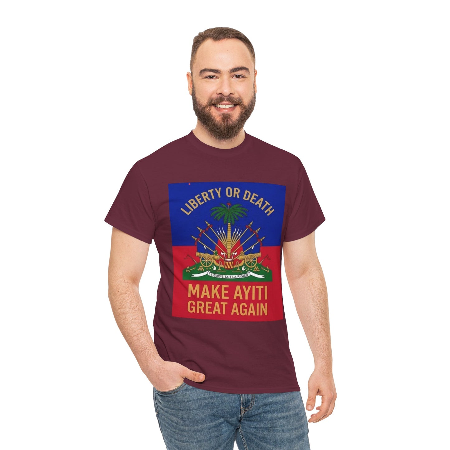 Make Ayiti Great Again T-Shirt | Haitian Flag Coat of Arms, Liberty or Death