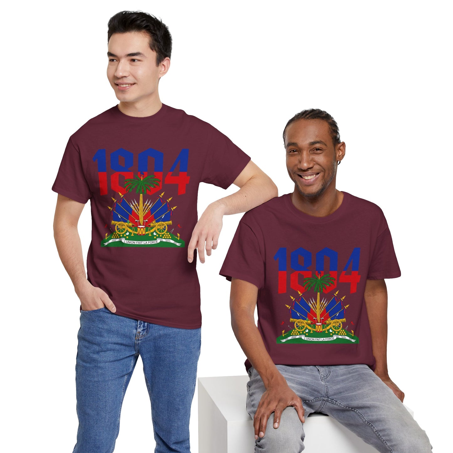1804 Haitian Coat of Arms Tee | Neg Lakay Portrait Tee, Haitian Heritage Shirt