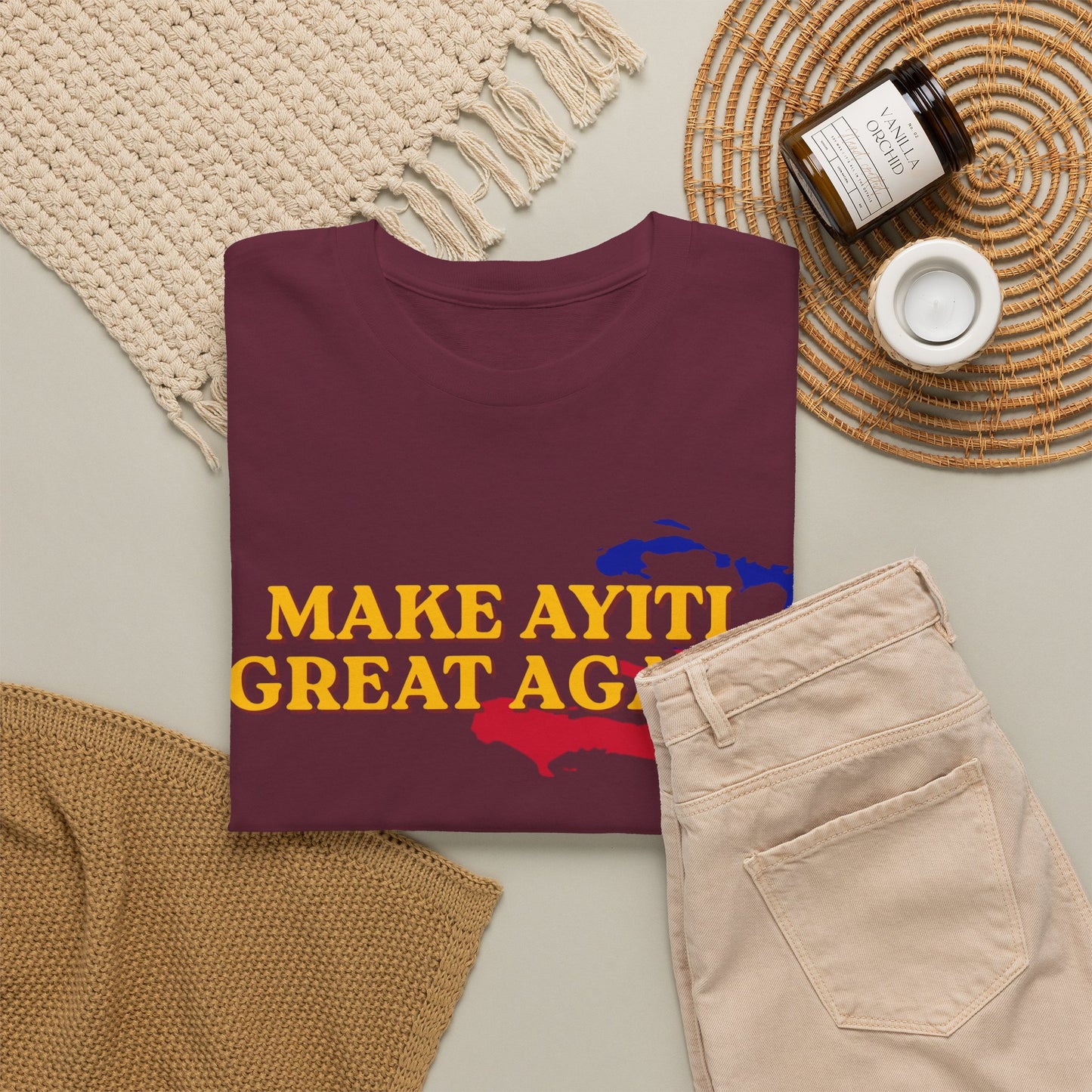 Make Ayiti Great Again T-Shirt | Haiti Flag Map Tee