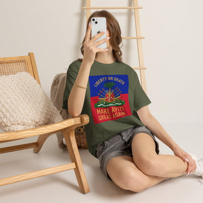 Make Ayiti Great Again T-Shirt | Haitian Flag Coat of Arms, Liberty or Death