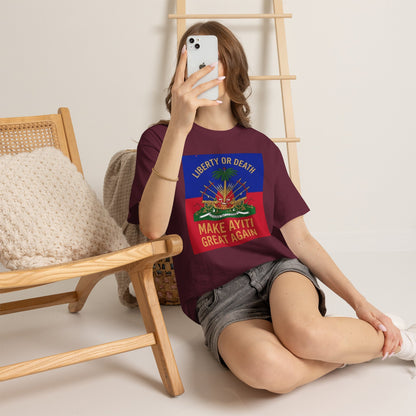 Make Ayiti Great Again T-Shirt | Haitian Flag Coat of Arms, Liberty or Death
