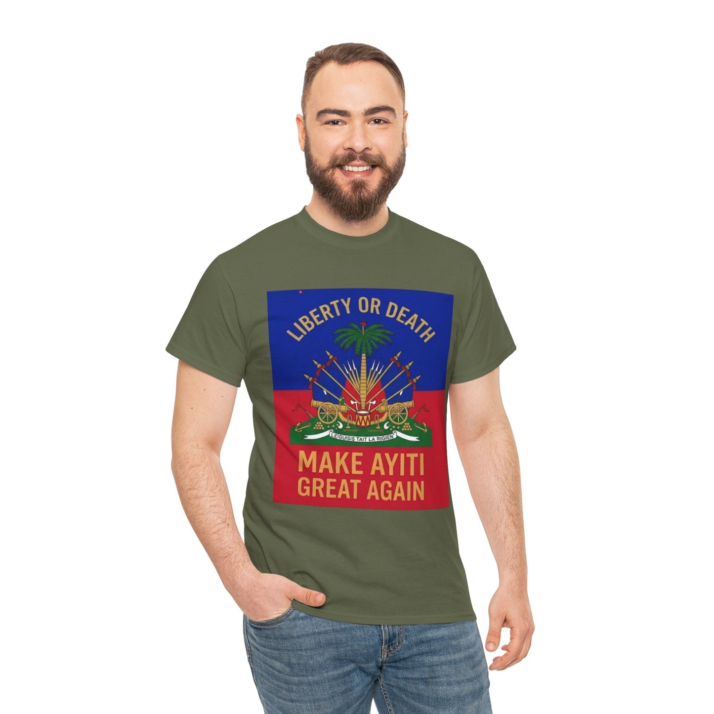Make Ayiti Great Again T-Shirt | Haitian Flag Coat of Arms, Liberty or Death